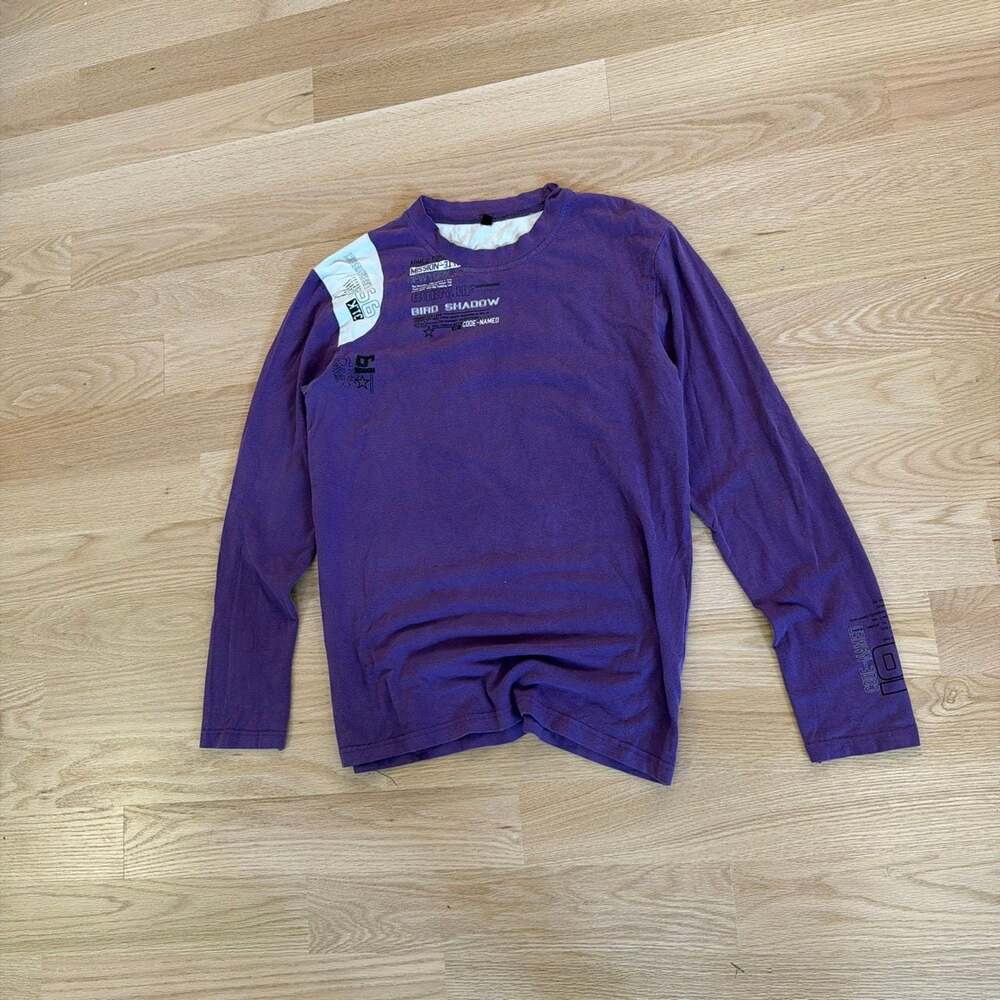 Graphic Print Long Sleeve Tee Purple Graphic Tee